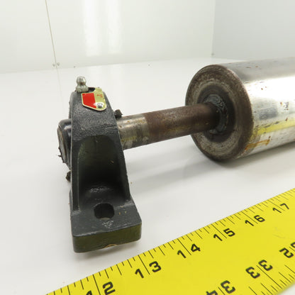 3.5" OD x 16-3/4" Flat Face Conveyor Tail Drum Roller W/ Pillow Blocks
