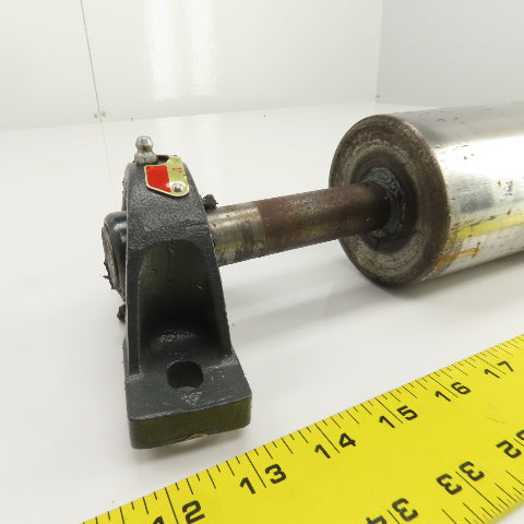 3.5" OD x 16-3/4" Flat Face Conveyor Tail Drum Roller W/ Pillow Blocks