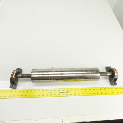 3.5" OD x 16-3/4" Flat Face Conveyor Tail Drum Roller W/ Pillow Blocks