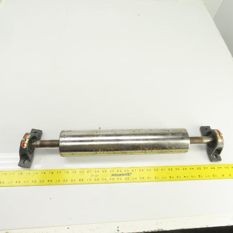 3.5" OD x 16-3/4" Flat Face Conveyor Tail Drum Roller W/ Pillow Blocks