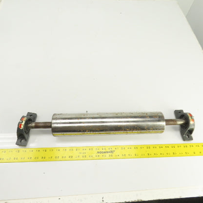 3.5" OD x 16-3/4" Flat Face Conveyor Tail Drum Roller W/ Pillow Blocks