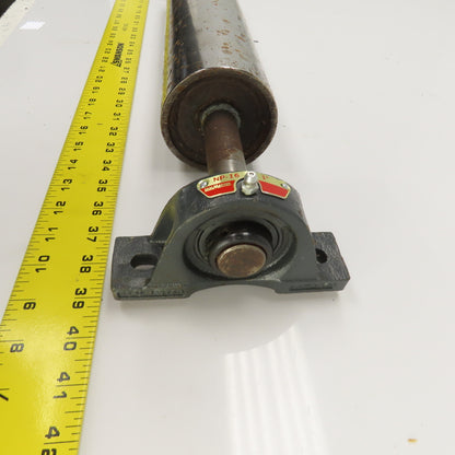 3.5" OD x 16-3/4" Flat Face Conveyor Tail Drum Roller W/ Pillow Blocks