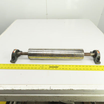 3.5" OD x 16-3/4" Flat Face Conveyor Tail Drum Roller W/ Pillow Blocks