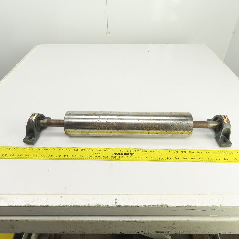 3.5" OD x 16-3/4" Flat Face Conveyor Tail Drum Roller W/ Pillow Blocks
