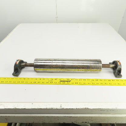3.5" OD x 16-3/4" Flat Face Conveyor Tail Drum Roller W/ Pillow Blocks