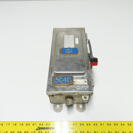 Square D H 321 NDS 30A Stainless Fusible Safety Disconnect Switch 3Ph 240VAC