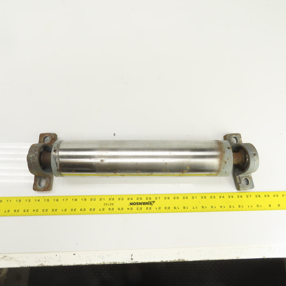 3.90" OD x18" Crowned Face Conveyor Tail Drum Roller 18-1/2" BF W/ Pillow Blocks