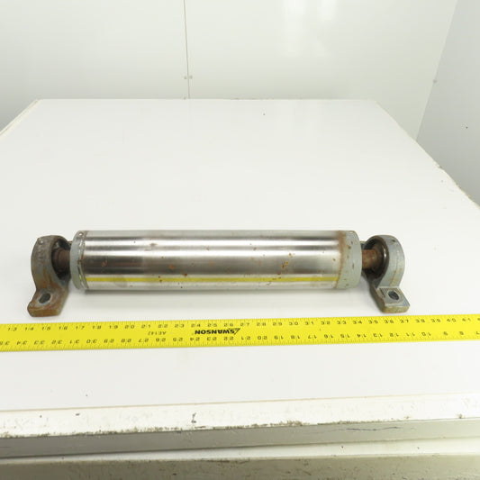3.90" OD x18" Crowned Face Conveyor Tail Drum Roller 18-1/2" BF W/ Pillow Blocks