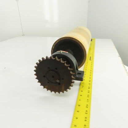 7.35"ODx16-3/4" Crowned Face Conveyor Drive Drum Roller 17.5" BF W/Pillow Blocks
