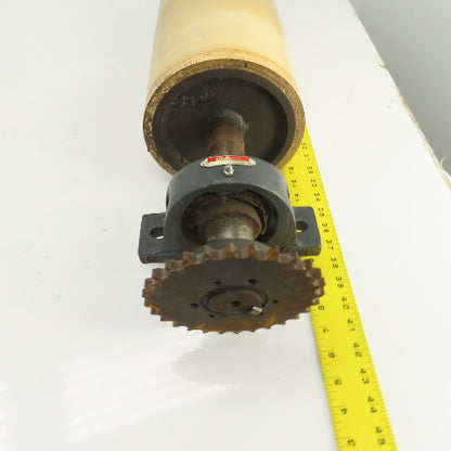 7.35"ODx16-3/4" Crowned Face Conveyor Drive Drum Roller 17.5" BF W/Pillow Blocks
