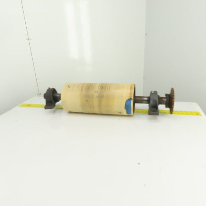 7.35"ODx16-3/4" Crowned Face Conveyor Drive Drum Roller 17.5" BF W/Pillow Blocks