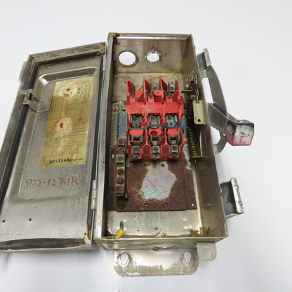 Square D H 321 NDS 30A Stainless Fusible Safety Disconnect Switch 3Ph 240VAC