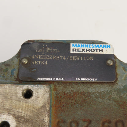 Mannesmann Rexroth 4WEH22RB74/6EW110N Hydraulic Directional Control Valve