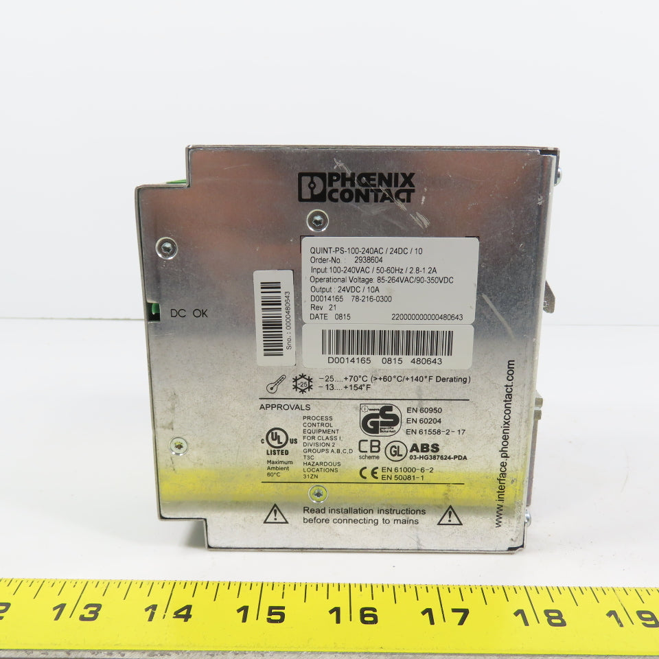Phoenix Contact QUINT-PS-100-240AC 24VDC 10A Power Supply 100-240V 2.8-1.2A In