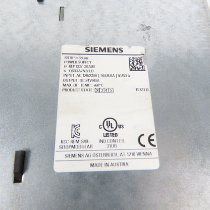 Siemens 6EP1337-3BA00 Sitop 24V DC 40A Power Supply 120/230VAC Input