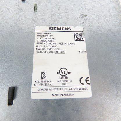 Siemens 6EP1337-3BA00 Sitop 24V DC 40A Power Supply 120/230VAC Input