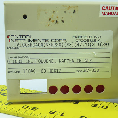 Control Instruments A1CCSH0404 CCS 0-100% LFL Toluene, Naptha In Air PRB064