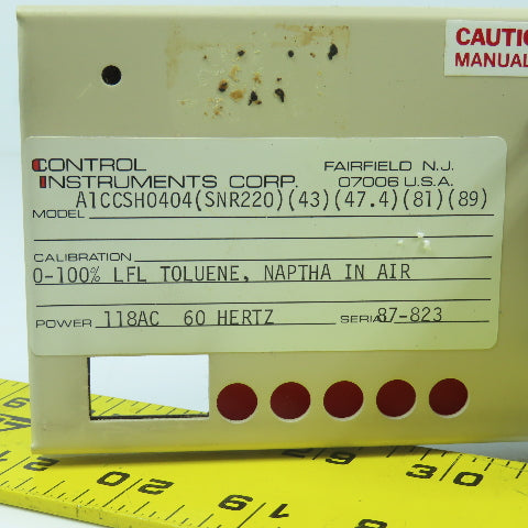 Control Instruments A1CCSH0404 CCS 0-100% LFL Toluene, Naptha In Air PRB064