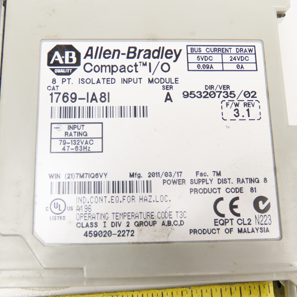 Allen Bradley 1769-IA81 Ser A F/W 3.1 Isolated 115V Input Module