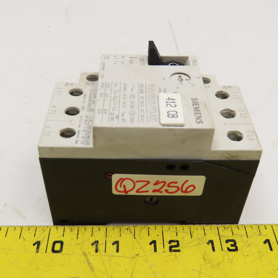 Siemens 3VU1300-1TM00 600V 22Hp 3Ph Max Motor Starter Overload 10-16A Trip