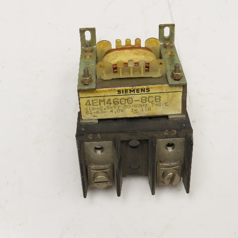 Siemens 4EM4600-8CB Control Transformer Up To 2.5kV 50/60Hz 4.0V 11A