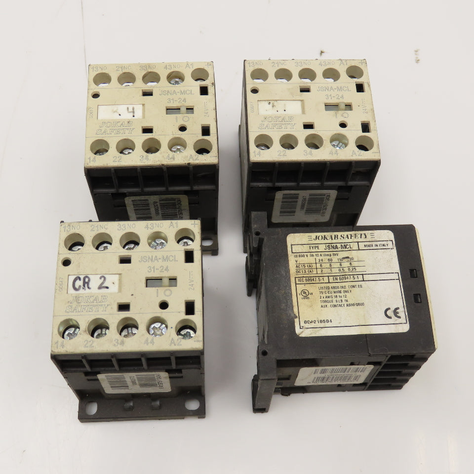 Jokab Safety JSNA-MCL Contactor Relay 24VDC Coil Lot Of 4
