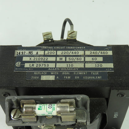 Allen Bradley 1497-N5 Ser A Transformer 220-240/440-480V Pri 110-120V .200KVA