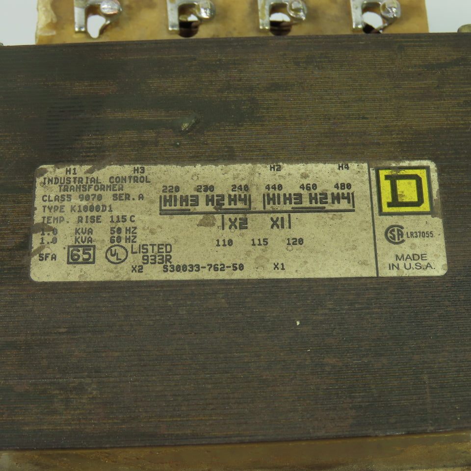 Square D K1000D1 SerA Control Transformer 220-240/440-480V Pri 110-120V Sec 1KVA