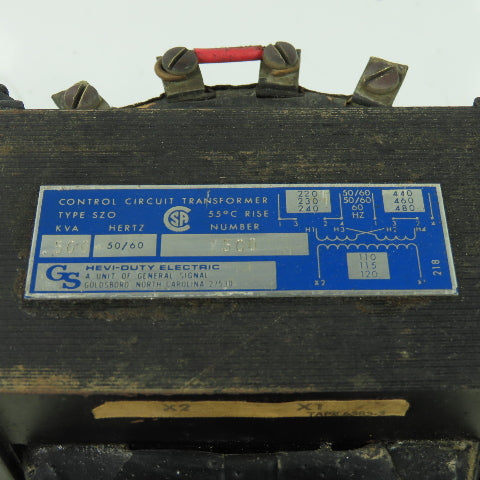 Hevi-Duty Y500 1Ph Control Transformer 220-240/440-480V Pri 110-120V Sec .500KVA