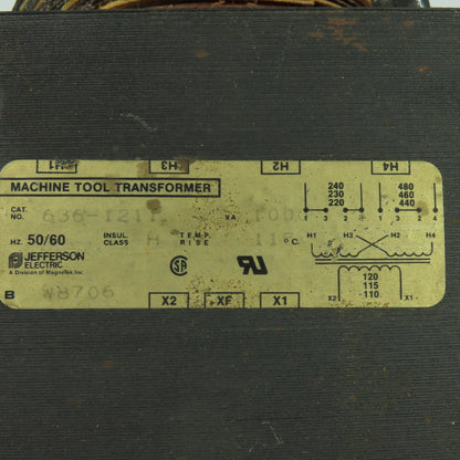 Jefferson Electric 636-1211 Transformer 220-240/440-480V Pri 110-120VSec .100KVA