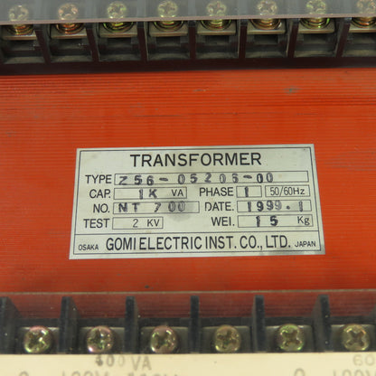 Gomi Electric Z56-05206-00 1Ph Transformer 180-230V Pri 100-110V Sec 2KVA