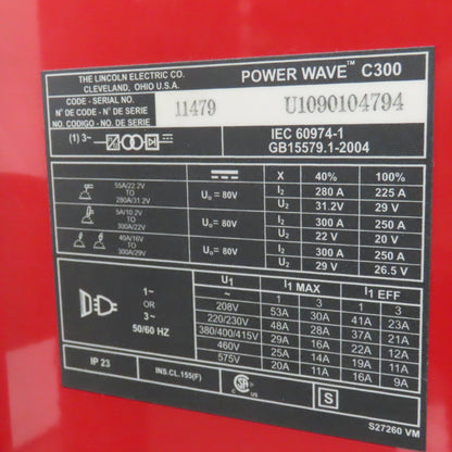 Lincoln Power Wave C300 Advanced Process Welder 230/460V 1/3 Phase (HAS ERROR)