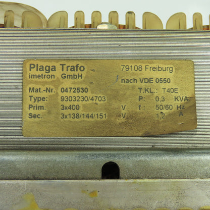 Plaga Trafo 0472530 9303230/4703 3Ph Transformer 400V Pri 138/144/151V Sec .3KVA