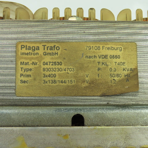 Plaga Trafo 0472530 9303230/4703 3Ph Transformer 400V Pri 138/144/151V Sec .3KVA
