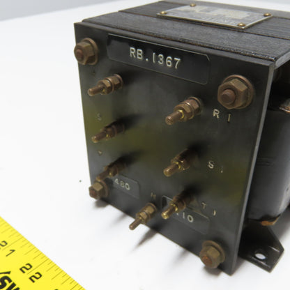 Cerutti Type RB 0.057KVA Transformer 480V Pri 110V Sec RE 6.57.09 3Ph 60Hz