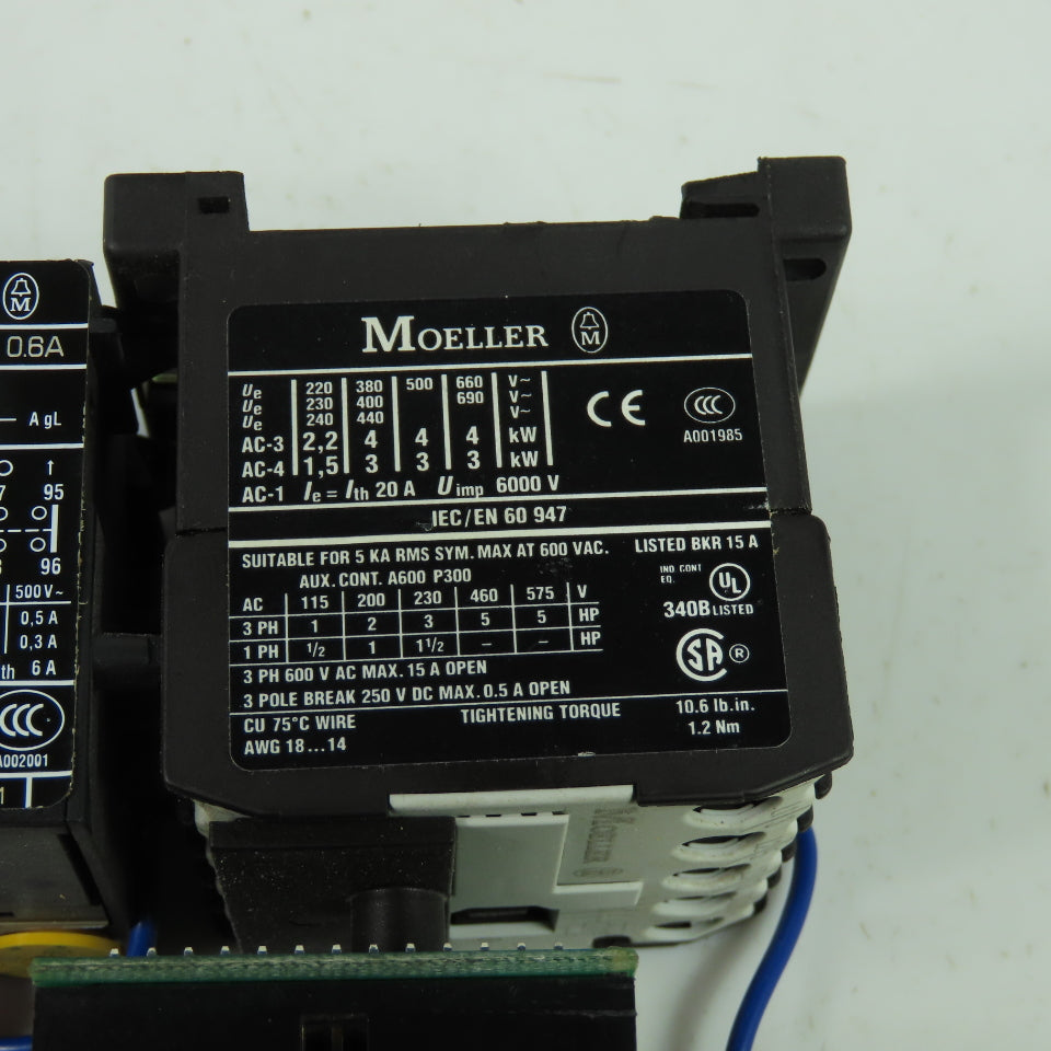 Moeller IEC/EN 60 947 600VAC Contactor W/ZE-0.6 Overload Relay 24VDC Coil E36332