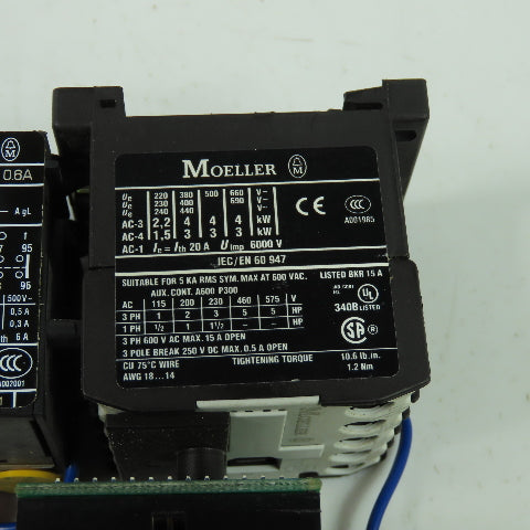 Moeller IEC/EN 60 947 600VAC Contactor W/ZE-0.6 Overload Relay 24VDC Coil E36332