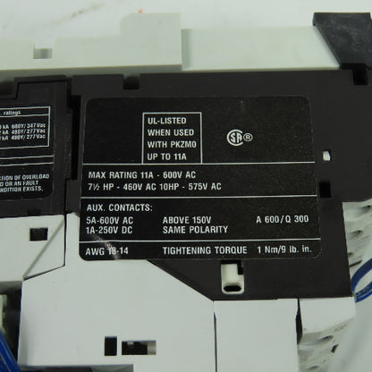 Moeller PKZM0-0.4 SE00-11-PKZ0 600VAC Motor Starter 24VDC Coil 11A 10Hp