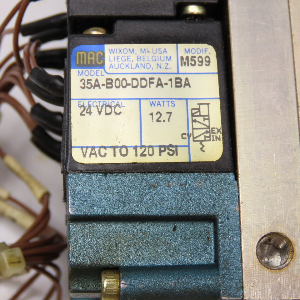 MAC 35A-B00-DDFA-1BA 2 Way Solenoid Valve Manifold Bank 24VDC 6 Valves