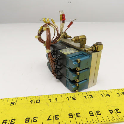 MAC 35A-B00-DDFA-1BA 2 Way Solenoid Valve Manifold Bank 24VDC 6 Valves