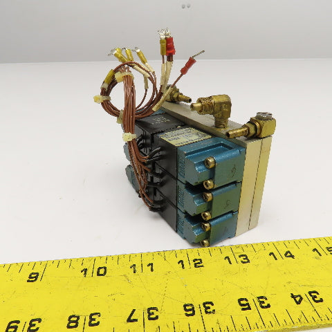 MAC 35A-B00-DDFA-1BA 2 Way Solenoid Valve Manifold Bank 24VDC 6 Valves