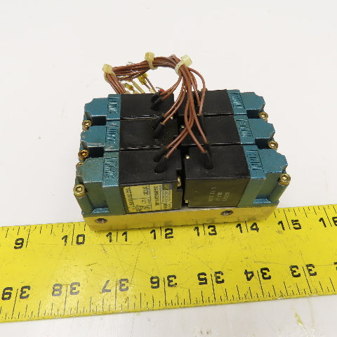 MAC 35A-B00-DDFA-1BA 2 Way Solenoid Valve Manifold Bank 24VDC 6 Valves