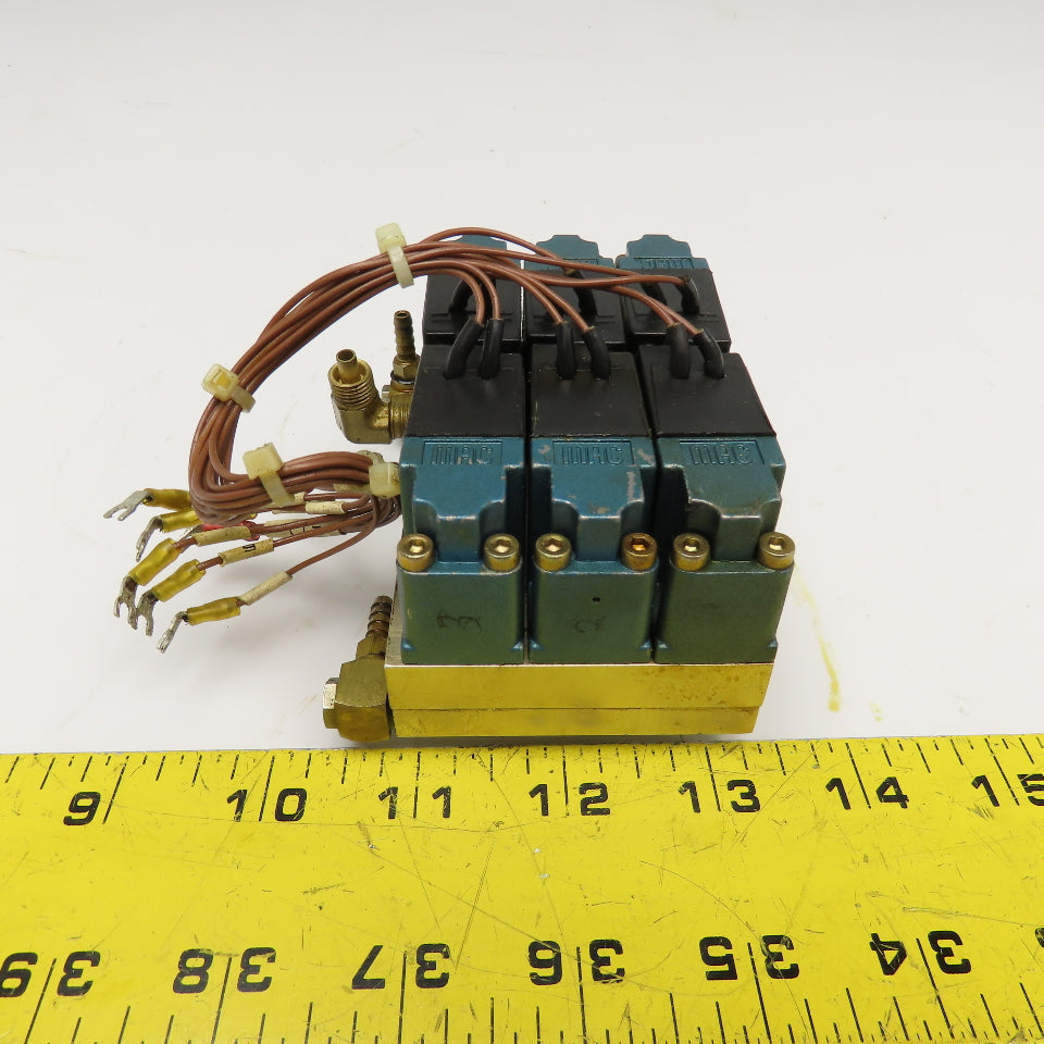 MAC 35A-B00-DDFA-1BA 2 Way Solenoid Valve Manifold Bank 24VDC 6 Valves