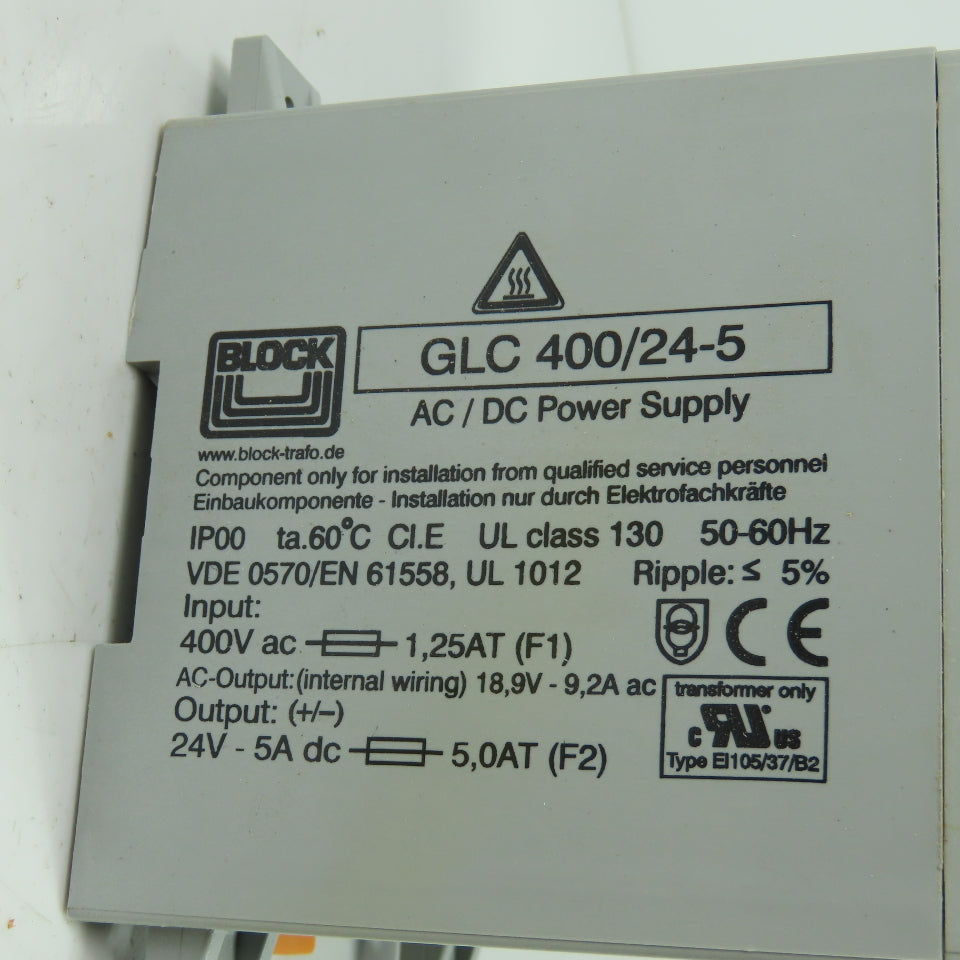 Block GLC 400/24-5 AC/DC Power Supply 400VAC In 24VDC 5A Out