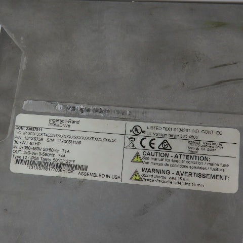 Ingersoll Rand 131X6759 IR-302P30KT4E55H2XXXXXXSXXXXAXBXCXXXXDX (Parts/Repair)