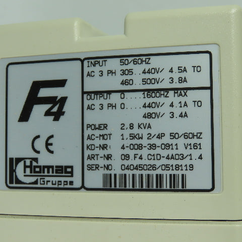 KEB 4-008-39-0911 3Ph 2.8KVA 50/60Hz Drive Inverter 305-500V Input 0-480V Output