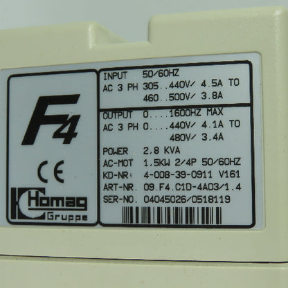 KEB 4-008-39-0911 3Ph 2.8KVA 50/60Hz Drive Inverter 305-500V Input 0-480V Output