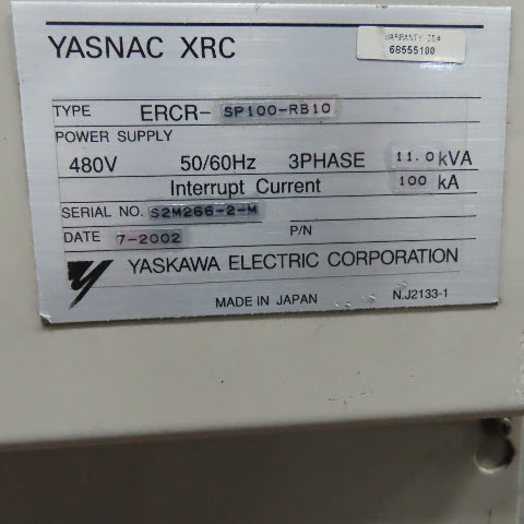 Yaskawa ERCR-SP100-RB10 Yasnac Motoman XRC 2001 Robot Controller 480V 3PH