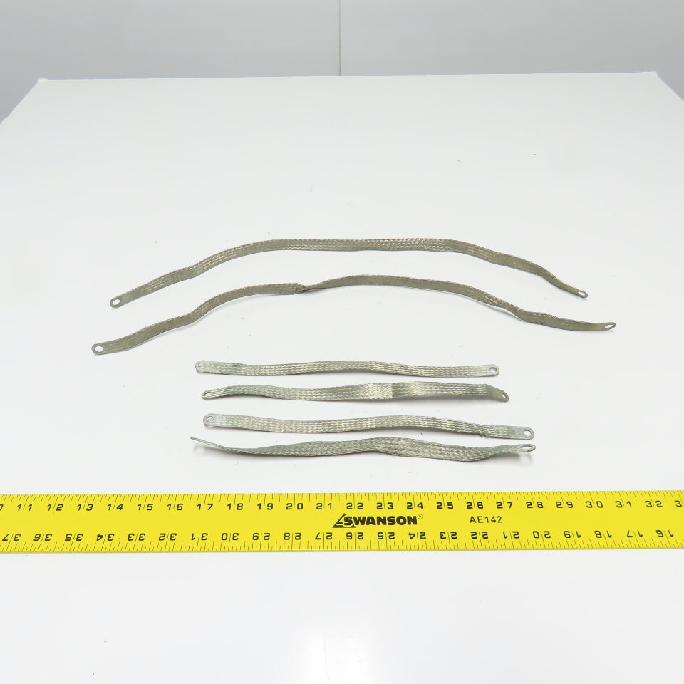 Braided Tin Coated Copper Grounding Strap (4) 12"x1/2" (2) 24"x1/2" Lot Of 6
