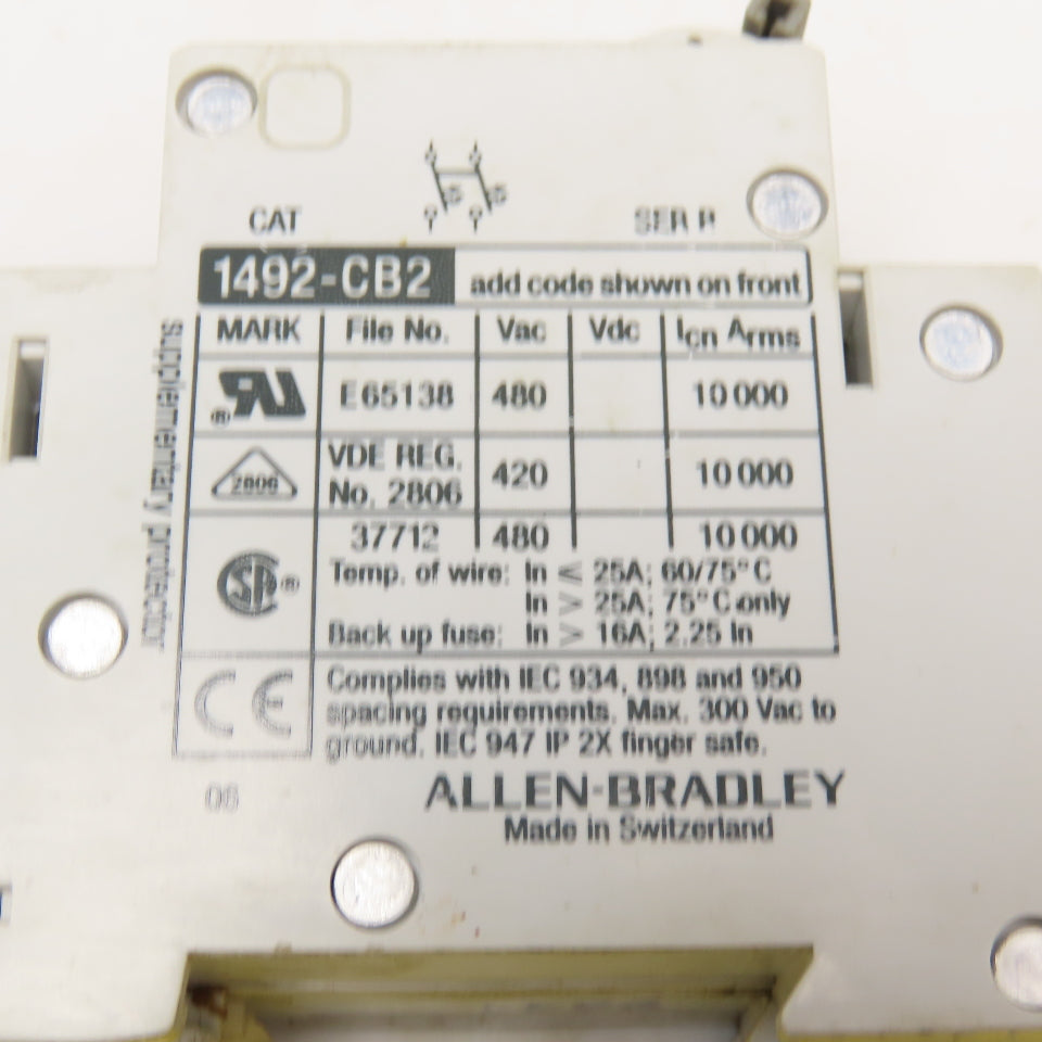 Allen Bradley 1492-CB2 2 Amp 2 Pole Circuit Breaker 300VAC Max Lot Of 4